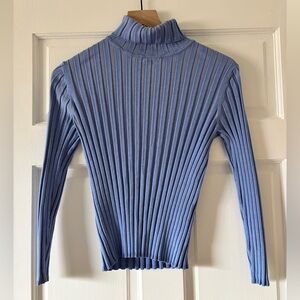 Talbots Blue Ribbed Turtleneck Sweater